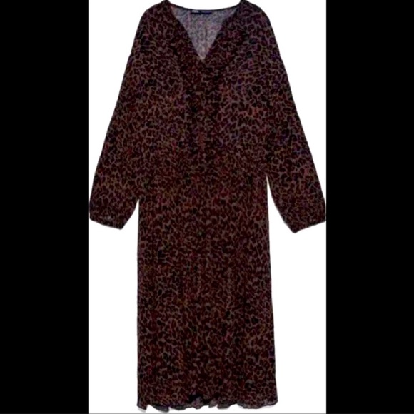 NWOT | ZARA LEOPARD PRINT MIDI DRESS | SIZE: XL - Picture 5 of 6